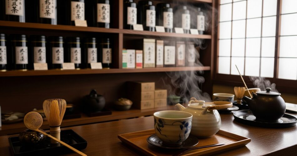 A cup of tea in a Japanese shop