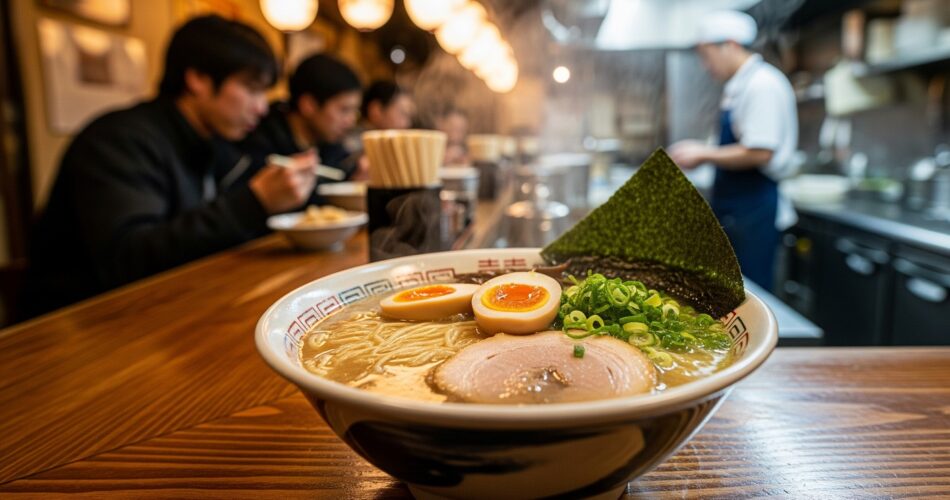Ramen Soup in a Japanese Ramen shop